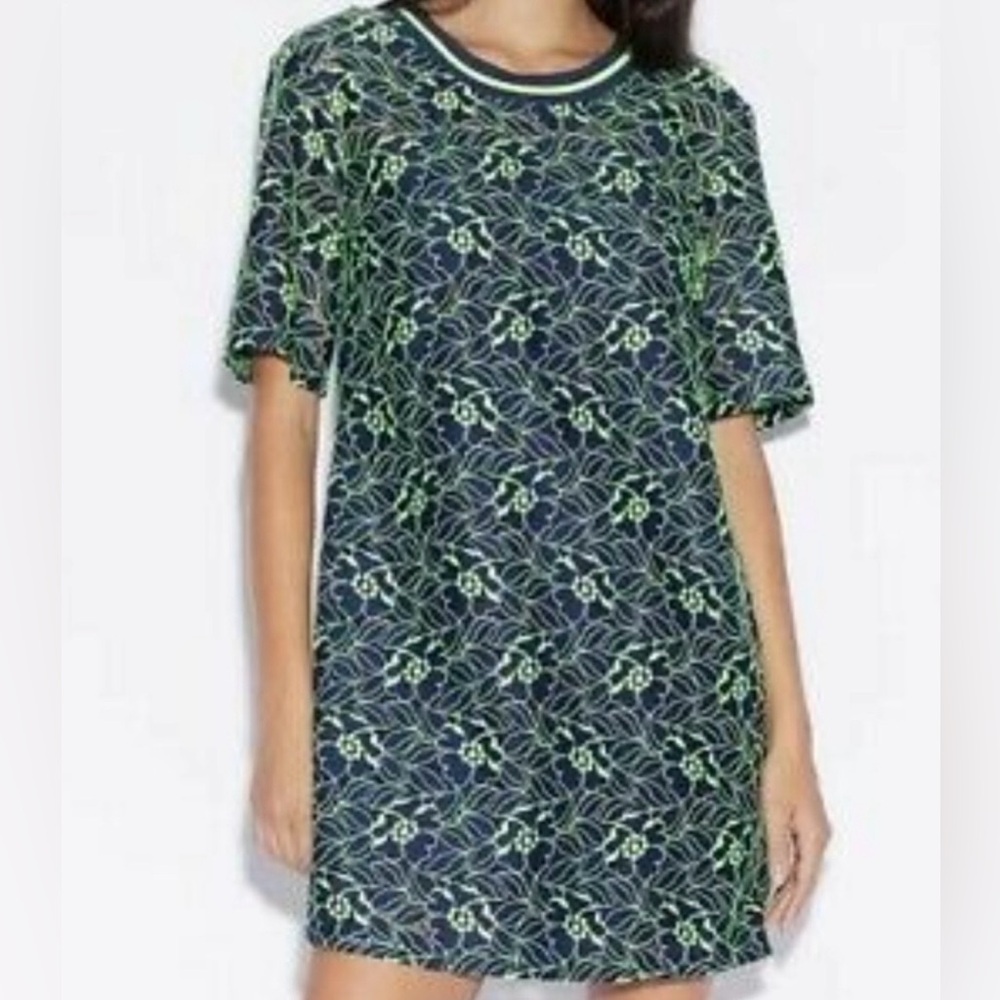 NWOT Women’s Armani Exchange Mini Lace Dress Tunic Neon‎ Deco Bohemian Floral 2